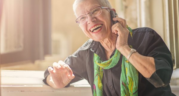Elderly woman on mobile phone