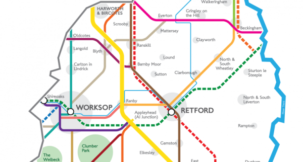 Map of Retford and Worksop