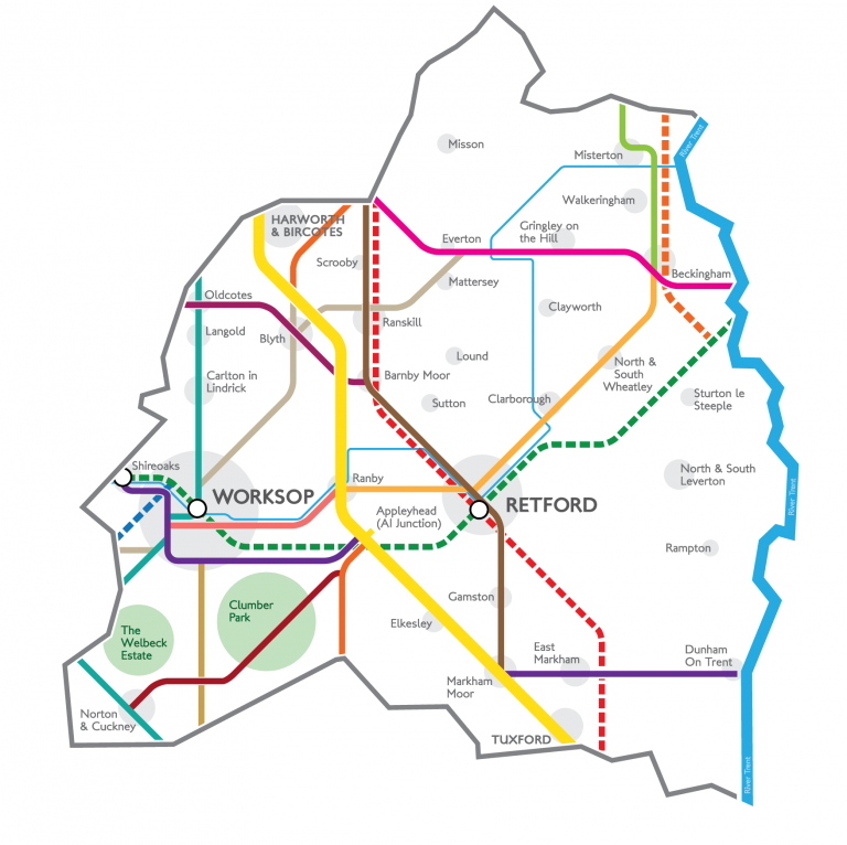 Map of Retford and Worksop