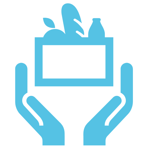 icon of open hands with a box of food inside
