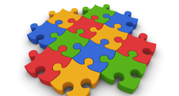 Colourful image of jigsaw pieces fitted together