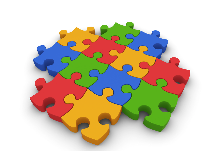 Colourful image of jigsaw pieces fitted together